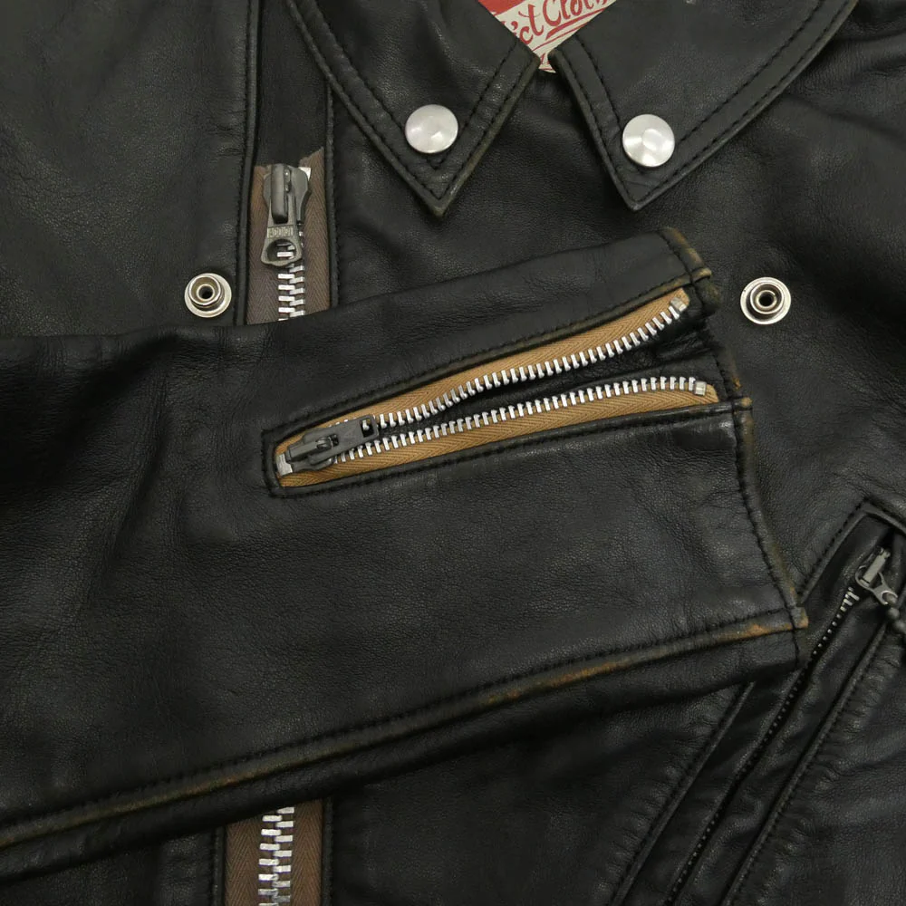 ADDICT CLOTHES アディクトクローズ AD-03 シープスキン レザー ダブル ライダース ジャケット ブラック系 34【中古】 - Image 4