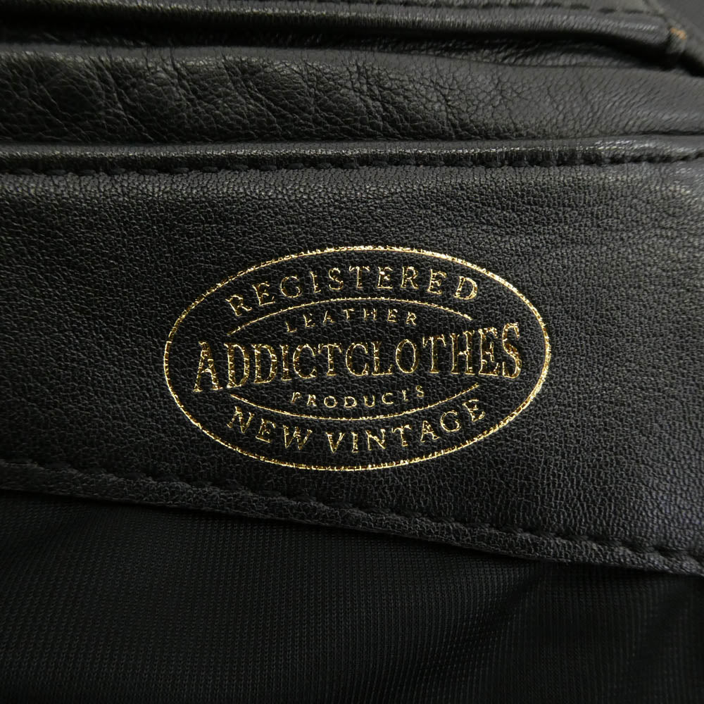 ADDICT CLOTHES アディクトクローズ AD-03 シープスキン レザー ダブル ライダース ジャケット ブラック系 34【中古】 - Image 5