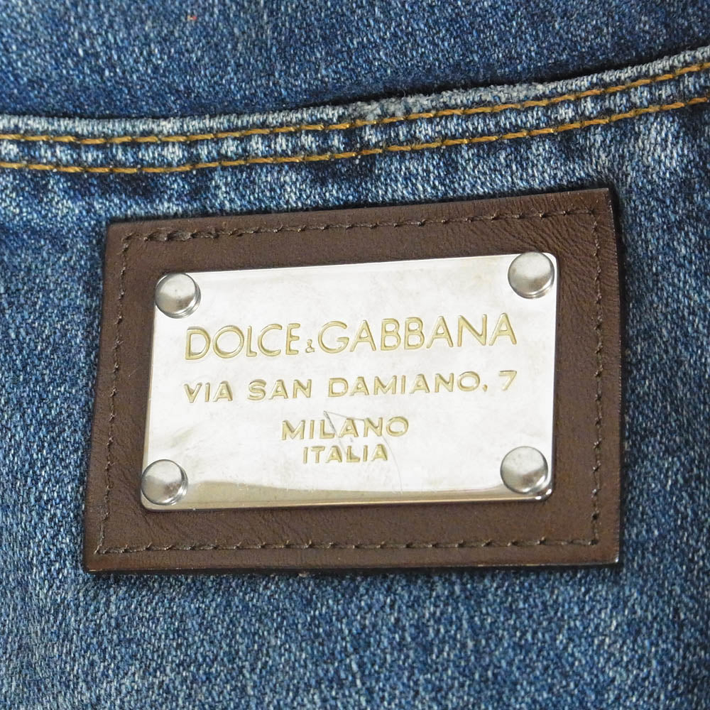 DOLCE&GABBANA ドルチェアンドガッバーナ G3FKLP G8I17 ロゴ プレート 14 ダメージ加工 デニム パンツ インディゴブルー系 46【中古】 - Image 3