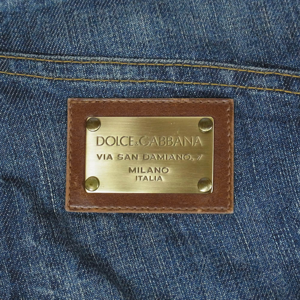 DOLCE&GABBANA ドルチェアンドガッバーナ G4A8TD G8C14 ロゴ プレート 14 クラッシュ デニム パンツ インディゴブルー系 46【中古】 - Image 3