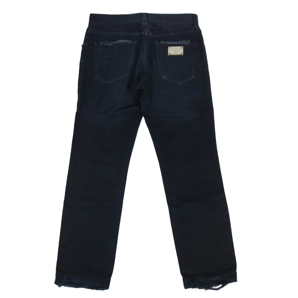 DOLCE&GABBANA ドルチェアンドガッバーナ G4Y1CT G8D37 ロゴ プレート 16 ダメージ加工 ブラック デニム パンツ ブラック系 46【中古】 - Image 2