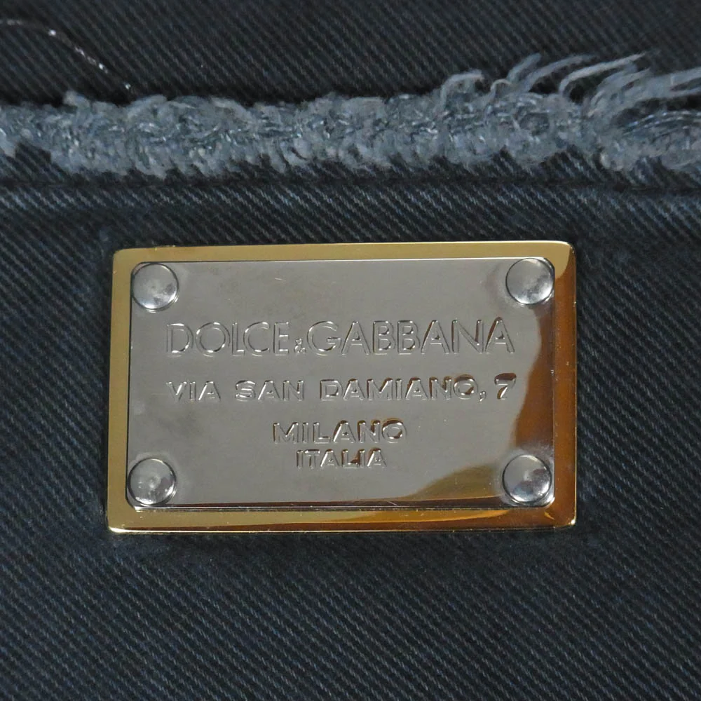 DOLCE&GABBANA ドルチェアンドガッバーナ G4Y1CT G8D37 ロゴ プレート 16 ダメージ加工 ブラック デニム パンツ ブラック系 46【中古】 - Image 3