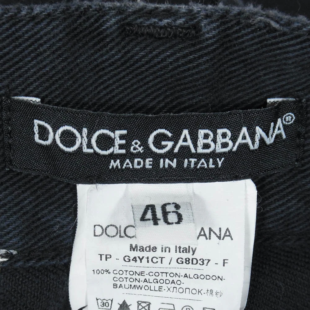DOLCE&GABBANA ドルチェアンドガッバーナ G4Y1CT G8D37 ロゴ プレート 16 ダメージ加工 ブラック デニム パンツ ブラック系 46【中古】 - Image 4