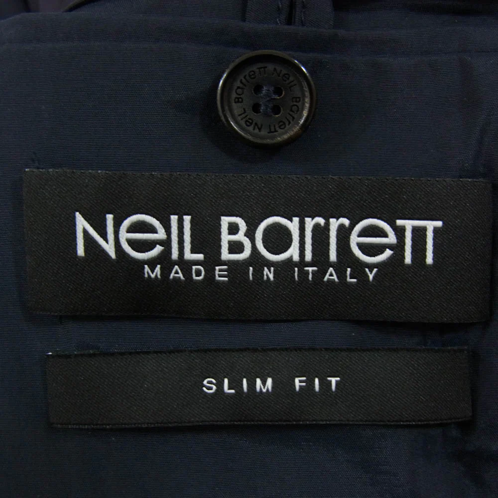 NEIL BARRETT ニールバレット PBGI98F-A019 MATT NYLON STRETCH JACKET マット ナイロン ストレッチ リブ 2B テーラードジャケット ネイビー系 46【中古】 - Image 5