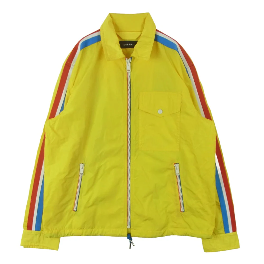 DIESEL ディーゼル サイドライン ジップアップ ブルゾン ジャケット ポリエステル 中国製 イエロー系 L【中古】