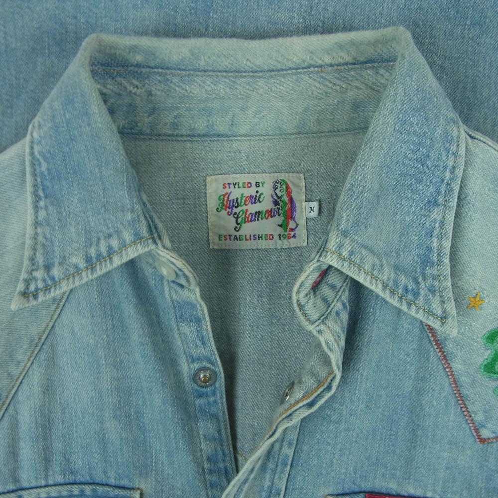 HYSTERIC GLAMOUR ヒステリックグラマー 0253AH06 JUPITER 刺繍 デニム ウエスタン 長袖 シャツ インディゴブルー系 M【中古】 - Image 3