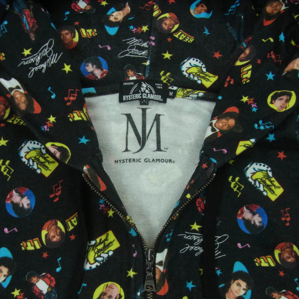 HYSTERIC GLAMOUR ヒステリックグラマー 02182CF01 MJ-BEAT IT！ Michael Jackson マイケルジャクソン 総柄 ジップアップ パーカー ブラック系 M【中古】 - Image 3