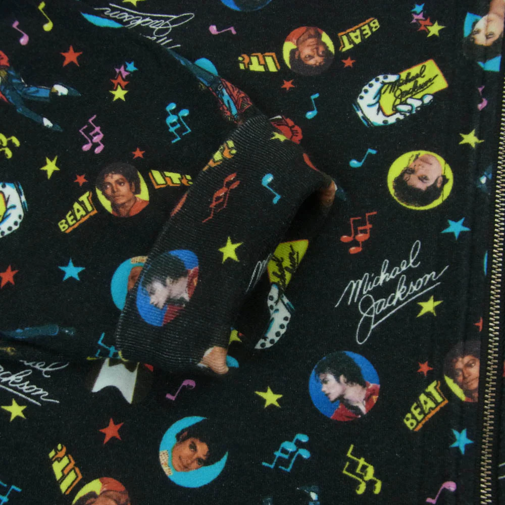 HYSTERIC GLAMOUR ヒステリックグラマー 02182CF01 MJ-BEAT IT！ Michael Jackson マイケルジャクソン 総柄 ジップアップ パーカー ブラック系 M【中古】 - Image 4