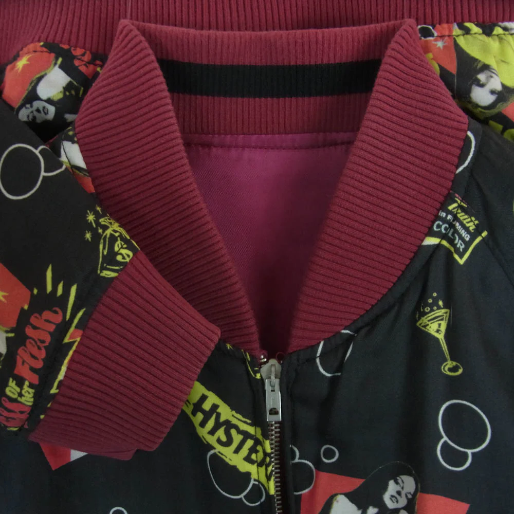 HYSTERIC GLAMOUR ヒステリックグラマー 0251AB07 リバーシブル ガール ロゴ 刺繍 スカジャン ワインレッド系 ブラック系 M【中古】 - Image 6