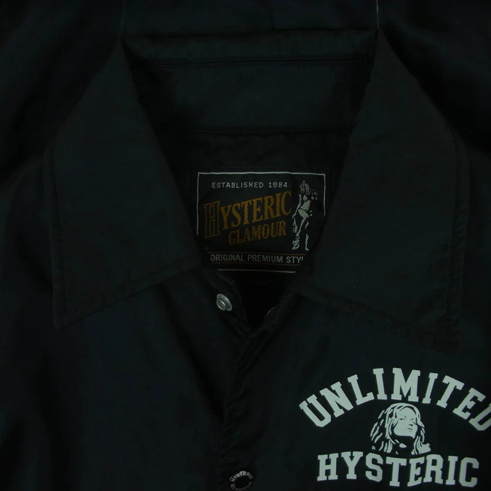 HYSTERIC GLAMOUR ヒステリックグラマー 0251AB02 裏地 レオパード柄 ナイロン コーチ ジャケット ブラック系 S【中古】 - Image 3