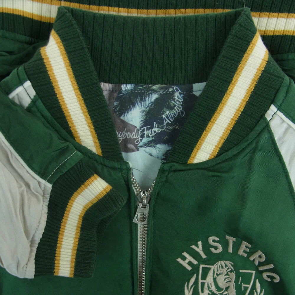 HYSTERIC GLAMOUR ヒステリックグラマー 0241AB04 TOUR84 刺繍 リバーシブル スカジャン ジップ アップ ジャケット グリーン系 ライトブルー系 M【中古】 - Image 5