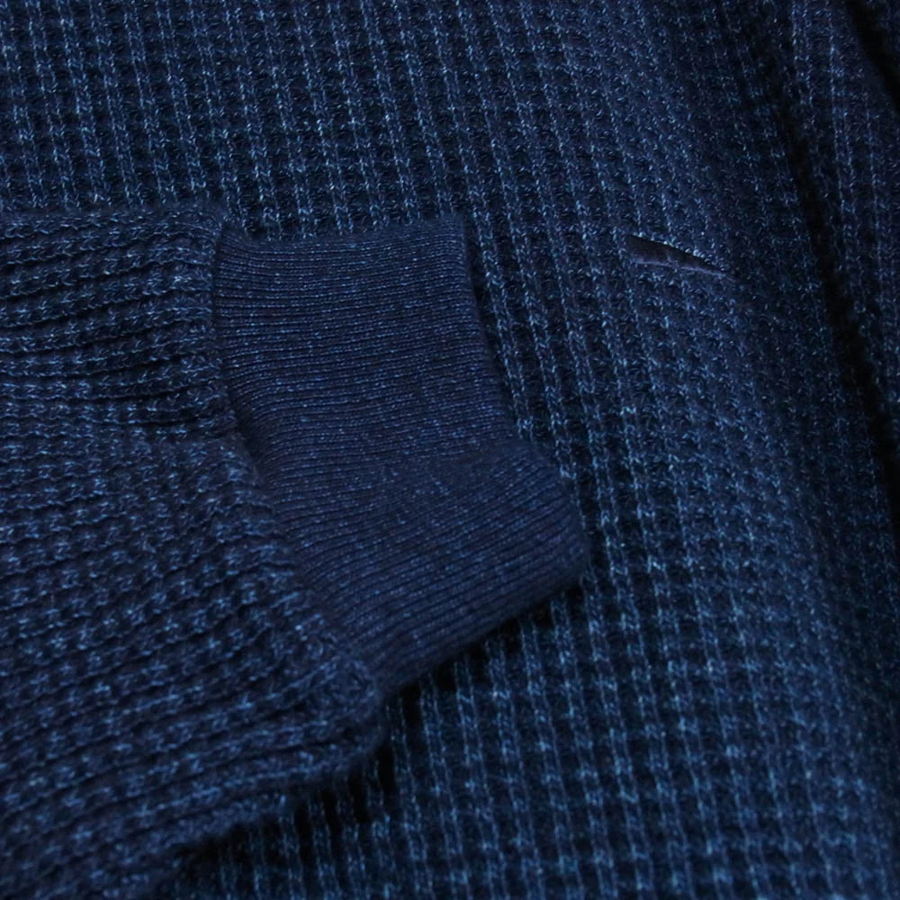 DESCENDANT ディセンダント 22AW GAUFRE WAFFLE LS ロゴ 刺繍 ゴーフル ワッフル クルーネック ニット セーター ネイビー系 2【中古】 - Image 4