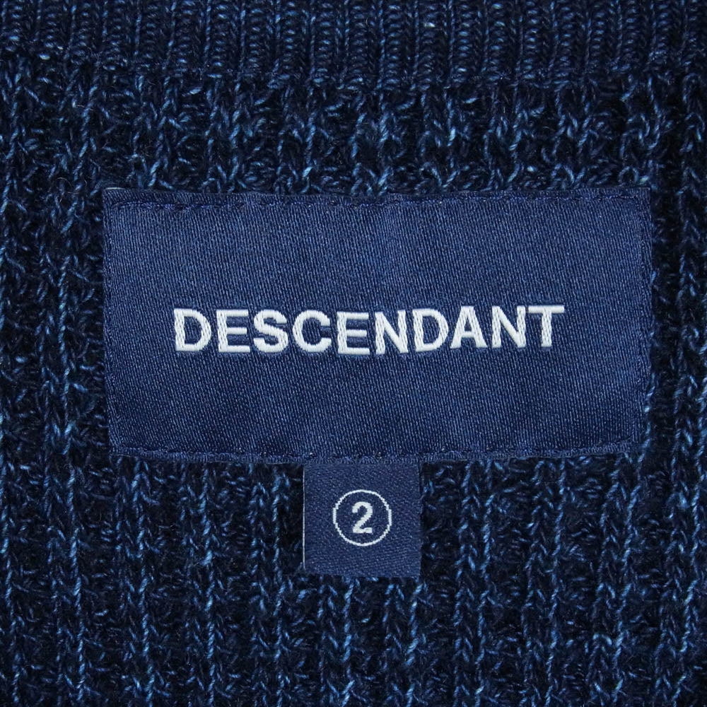 DESCENDANT ディセンダント 22AW GAUFRE WAFFLE LS ロゴ 刺繍 ゴーフル ワッフル クルーネック ニット セーター ネイビー系 2【中古】 - Image 5