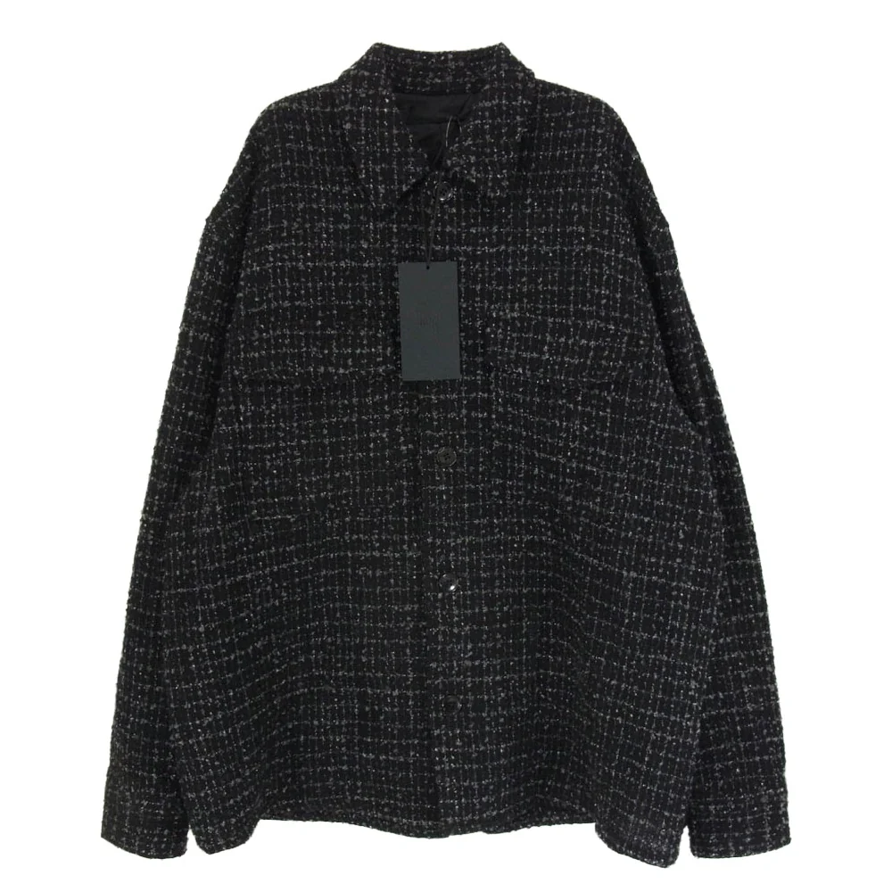 ユハ 10220701-1 FANCY TWEED SHIRT JACKET ファンシー ツイード シャツ ジャケット ブラック系 4【極上美品】【中古】