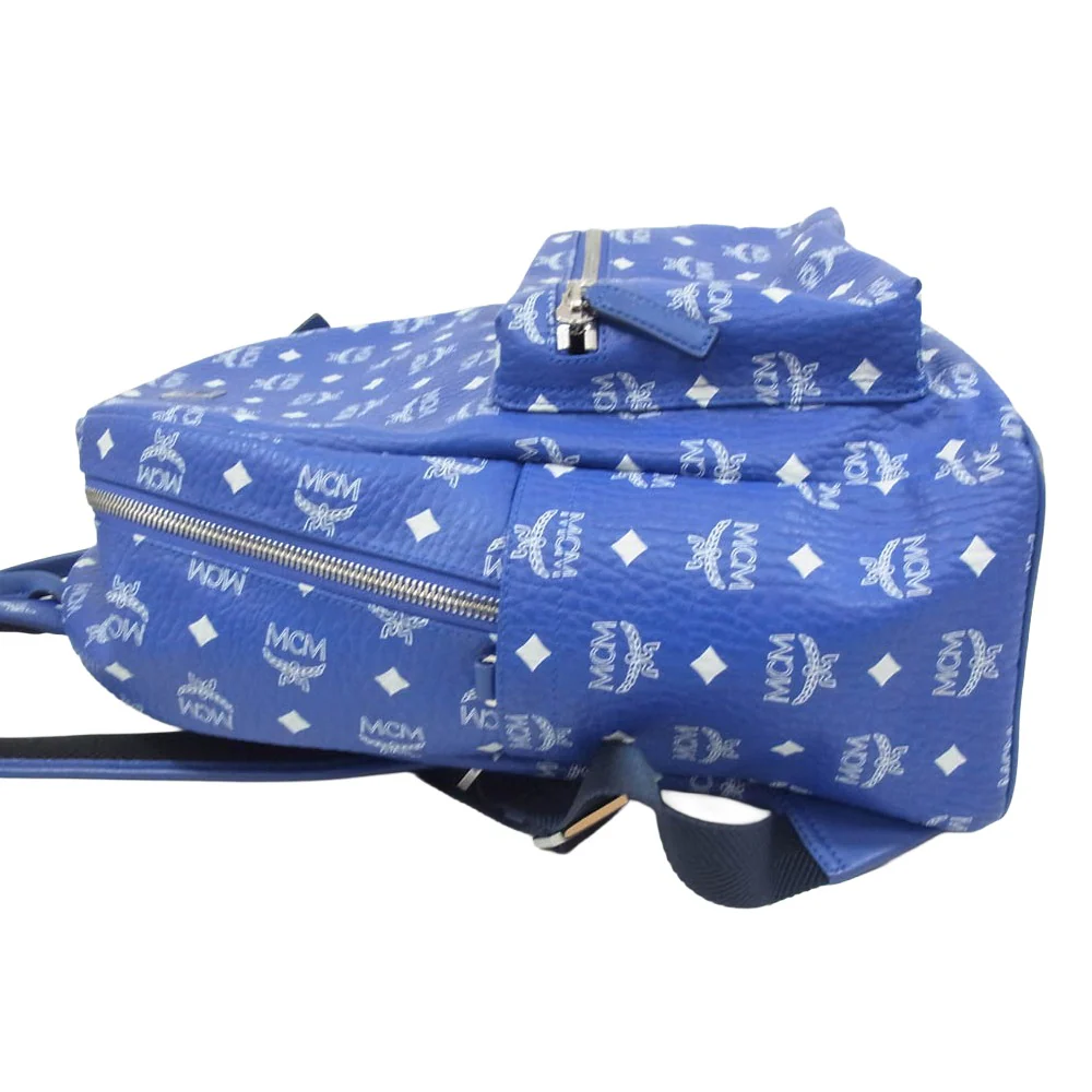 MCM エム・シー・エム MMKASVE02H1001 Stark Backpack in Visetos Surf the Web モノグラム ヴィセトス柄 スターク レザー バックパック リュック バッグ ブルー系【中古】 - Image 3
