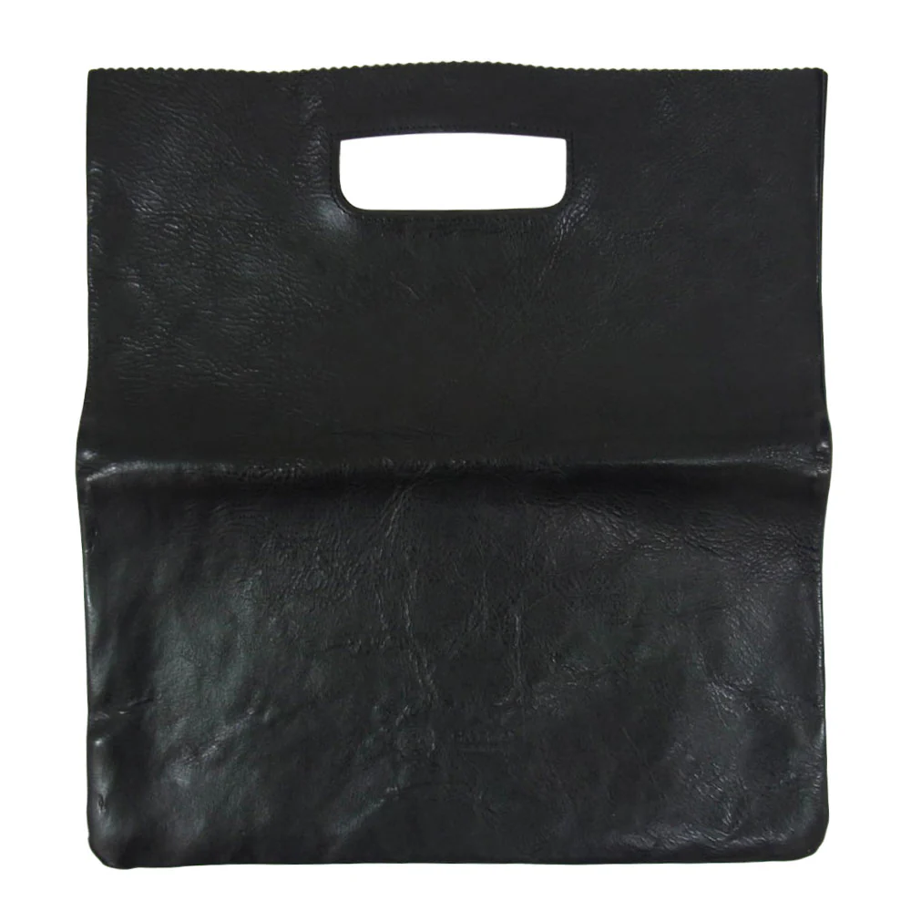 GANZO ガンゾ サケット2 クラッチバッグ レザー セカンドバッグ L ブラック系【中古】