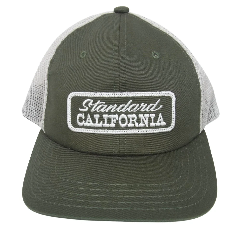 STANDARD CALIFORNIA スタンダードカリフォルニア ロゴ刺繍 メッシュ トラッカー キャップ 帽子 モスグリーン系【美品】【中古】 - Image 4