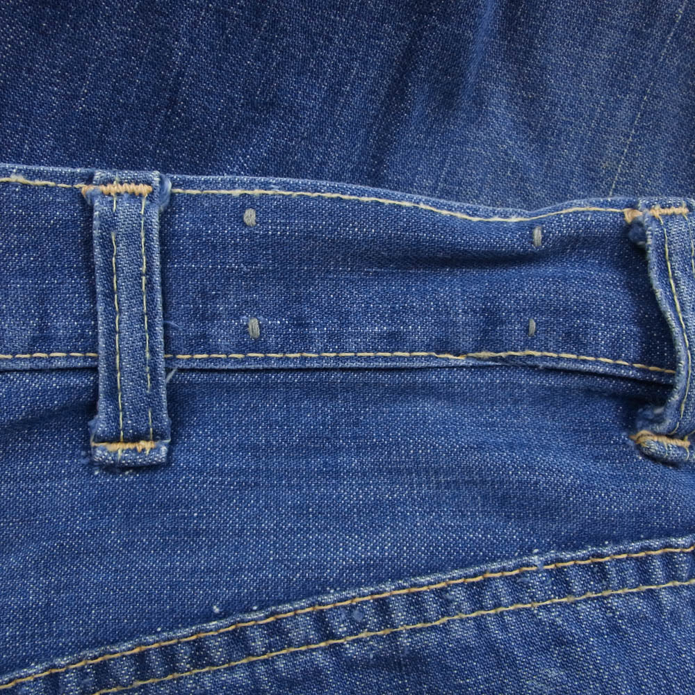 Levi's リーバイス Vintage ヴィンテージ 60s~70s 白タグ BIG E 不均等V Scovill社製 GRIPPER ZIP シャンブレー ストレート ジップパンツ ボタン裏刻印15 インディゴブルー系【中古】 - Image 5