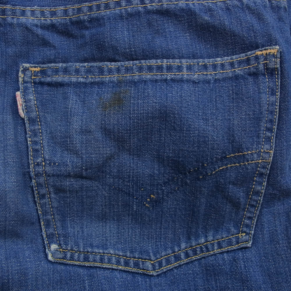 Levi's リーバイス Vintage ヴィンテージ 60s~70s 白タグ BIG E 不均等V Scovill社製 GRIPPER ZIP シャンブレー ストレート ジップパンツ ボタン裏刻印15 インディゴブルー系【中古】 - Image 6