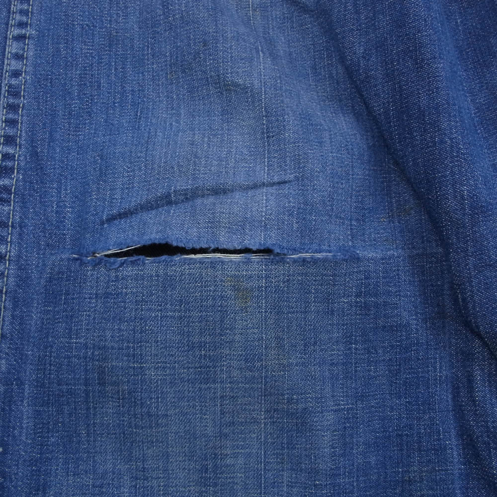 Levi's リーバイス Vintage ヴィンテージ 60s~70s 白タグ BIG E 不均等V Scovill社製 GRIPPER ZIP シャンブレー ストレート ジップパンツ ボタン裏刻印15 インディゴブルー系【中古】 - Image 7