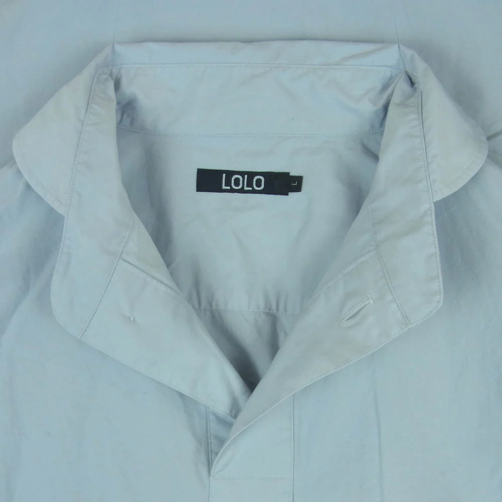 ロロ LS-419 プルオーバー 半袖 シャツ コットン 日本製 ライトブルー系 L【中古】 - Image 3