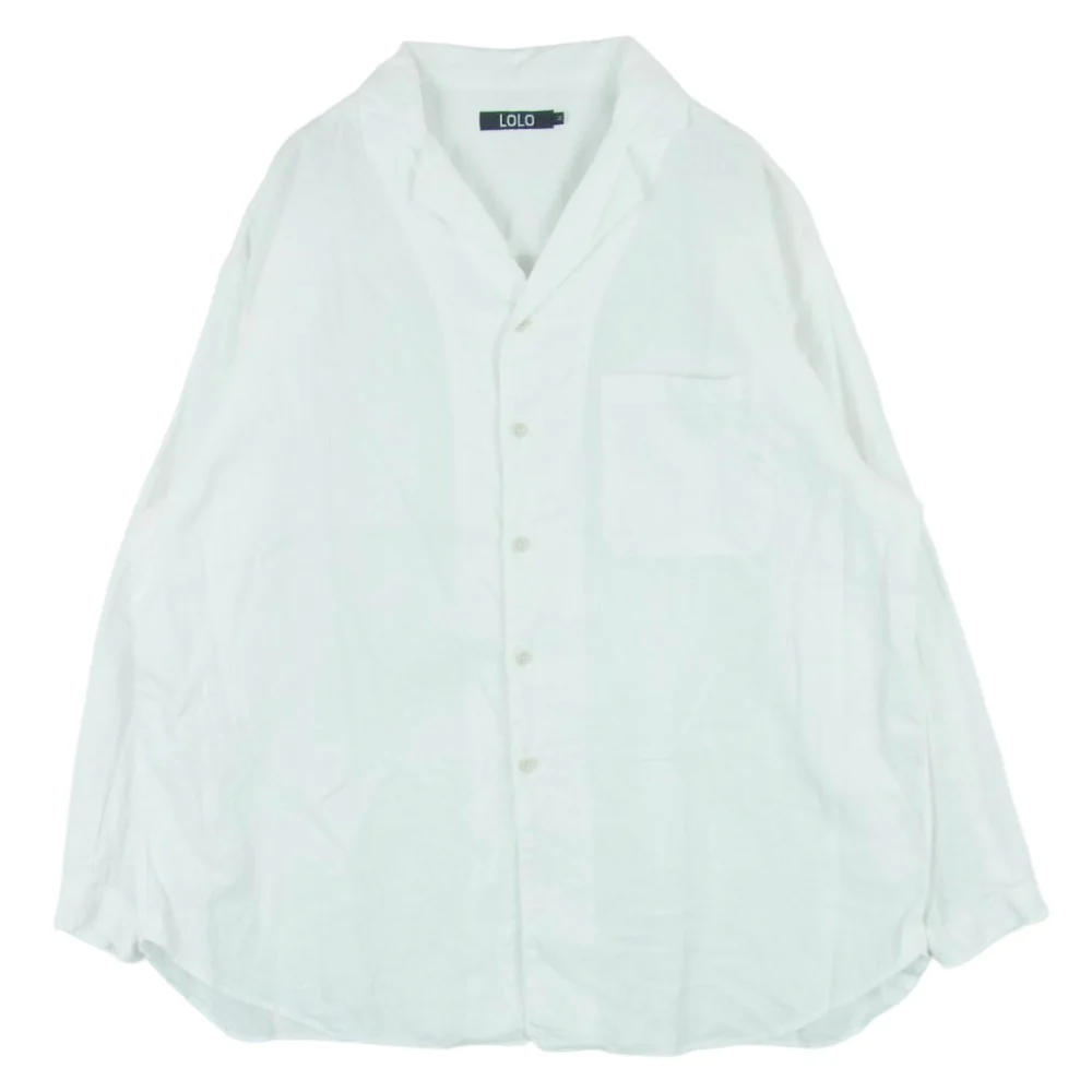 ロロ LS-417 コットン リネン 長袖 シャツ 日本製 ホワイト系 M【中古】
