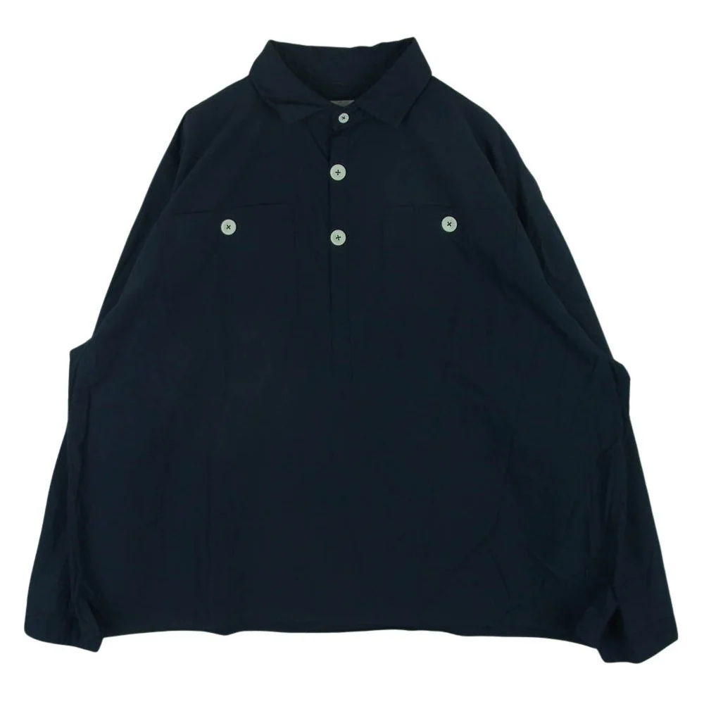 ロロ 2LS-78 LIKE プルオーバー ビッグ シャツ 長袖 コットン 日本製 ダークネイビー系 M【中古】