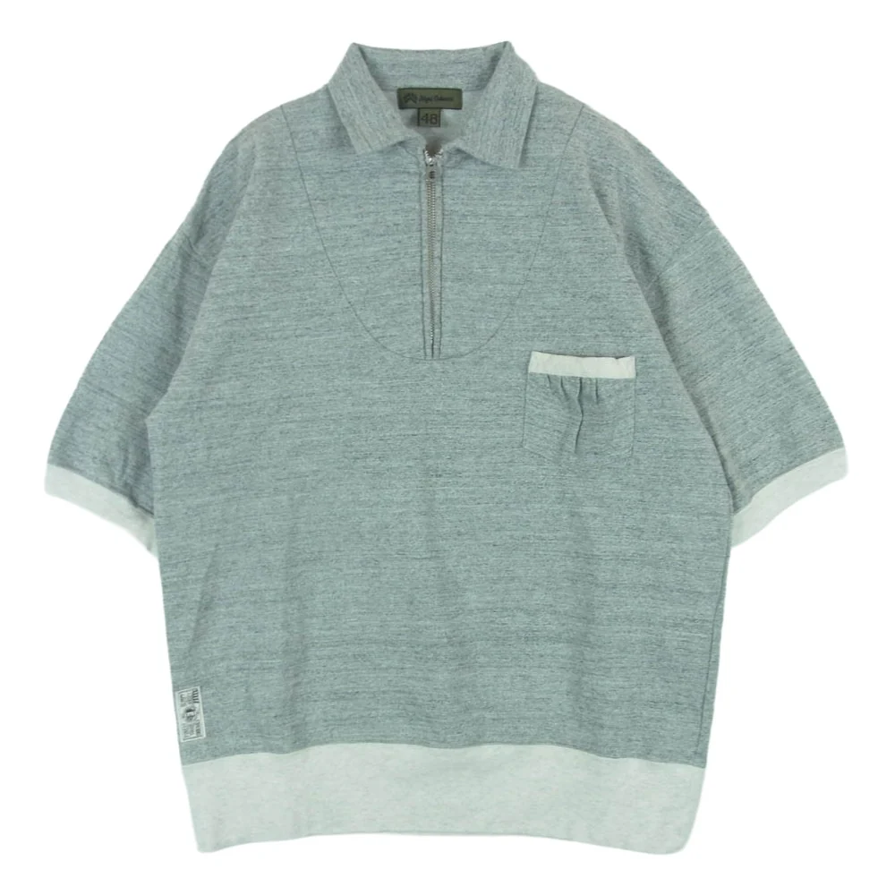 Nigel Cabourn ナイジェルケーボン 80500021006 ZIP-UP TRANNING SHIRT BUMPY バンピージャージー ハーフ ジップ スウェット 半袖 グレー系 48【中古】