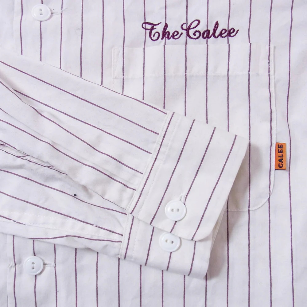 CALEE キャリー ストライプ ワーク 長袖 シャツ ライトブラウン系 XL【中古】 - Image 4