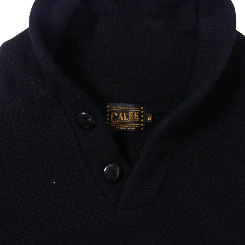 CALEE キャリー ラムウール ナイロン ショールカラー プルオーバー ニット ブラック系 XL【中古】 - Image 3
