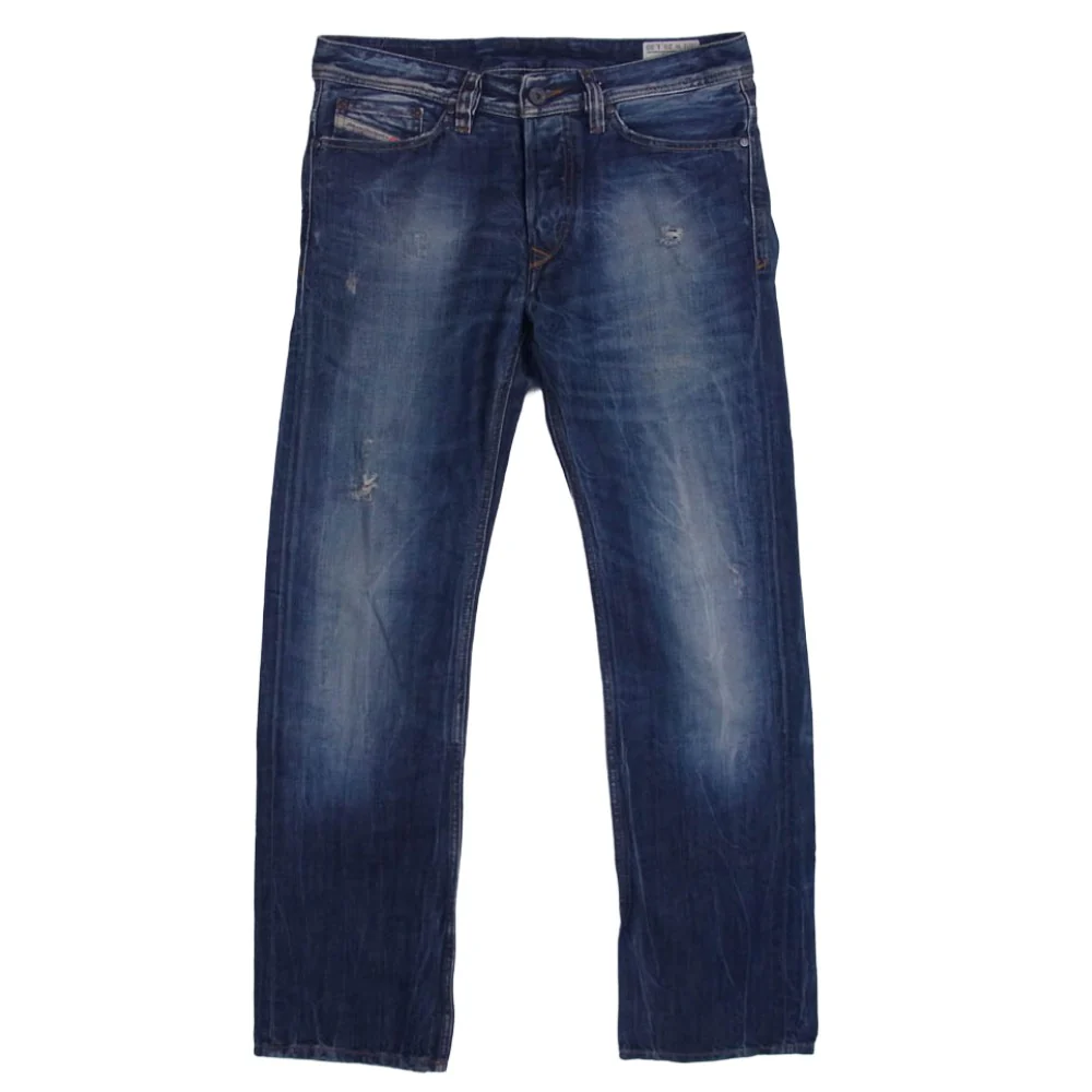 DIESEL ディーゼル VIKER ダメージ加工 ストレート デニム パンツ インディゴブルー系 W29L30【中古】