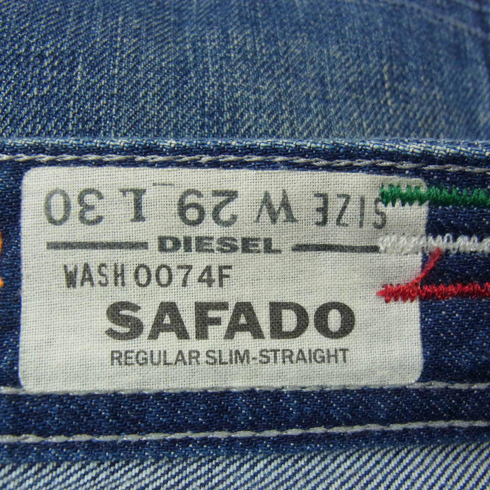 DIESEL ディーゼル SAFADO ダメージ加工 スリム ストレート デニム パンツ W29 ブルー インディゴブルー系【中古】 - Image 4