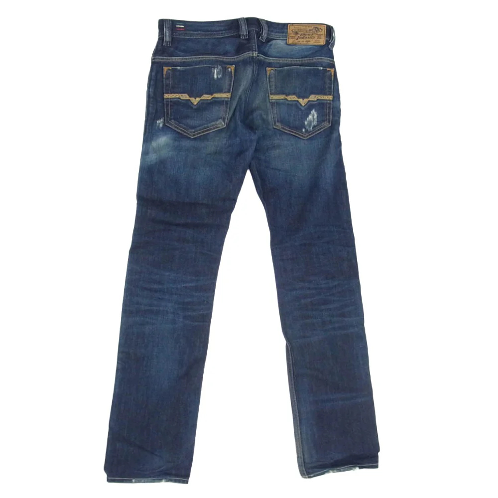 DIESEL ディーゼル SAFADO ダメージ加工 スリム ストレート デニム パンツ W29 インディゴブルー系【中古】 - Image 2