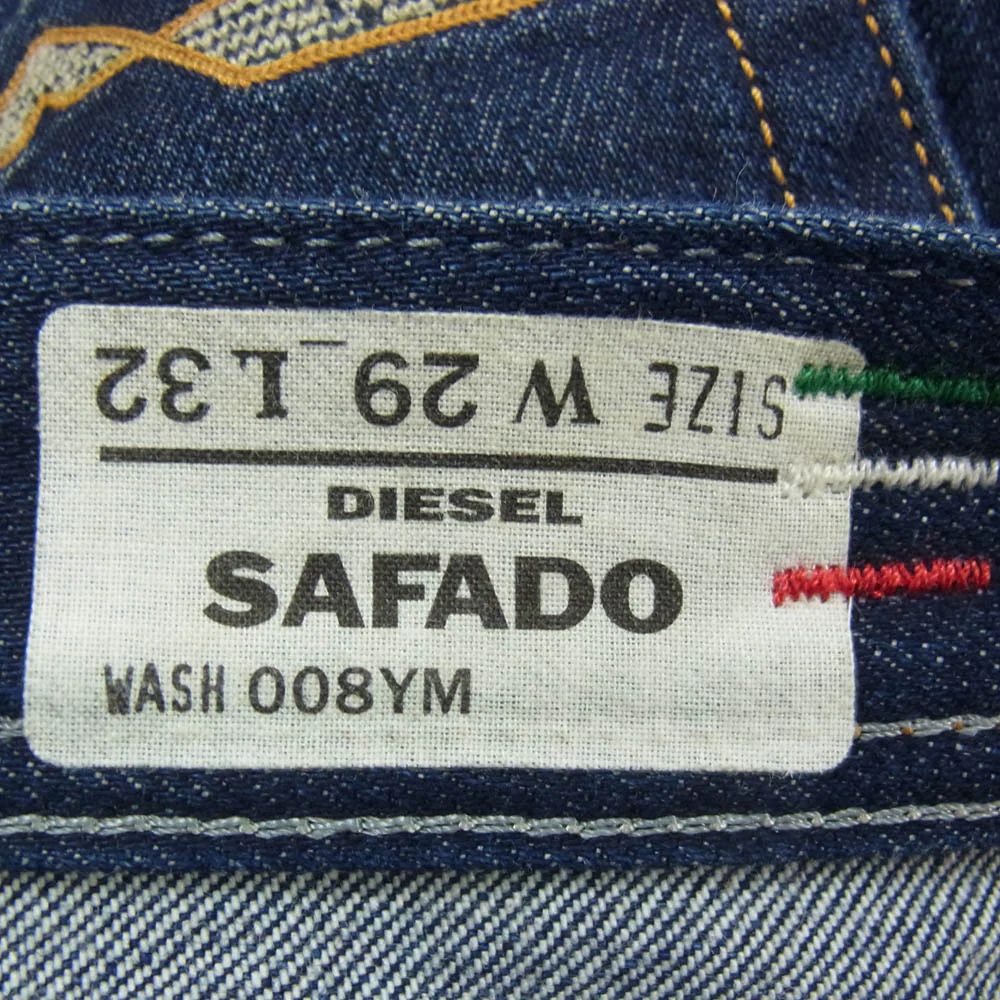 DIESEL ディーゼル SAFADO ダメージ加工 スリム ストレート デニム パンツ W29 インディゴブルー系【中古】 - Image 4