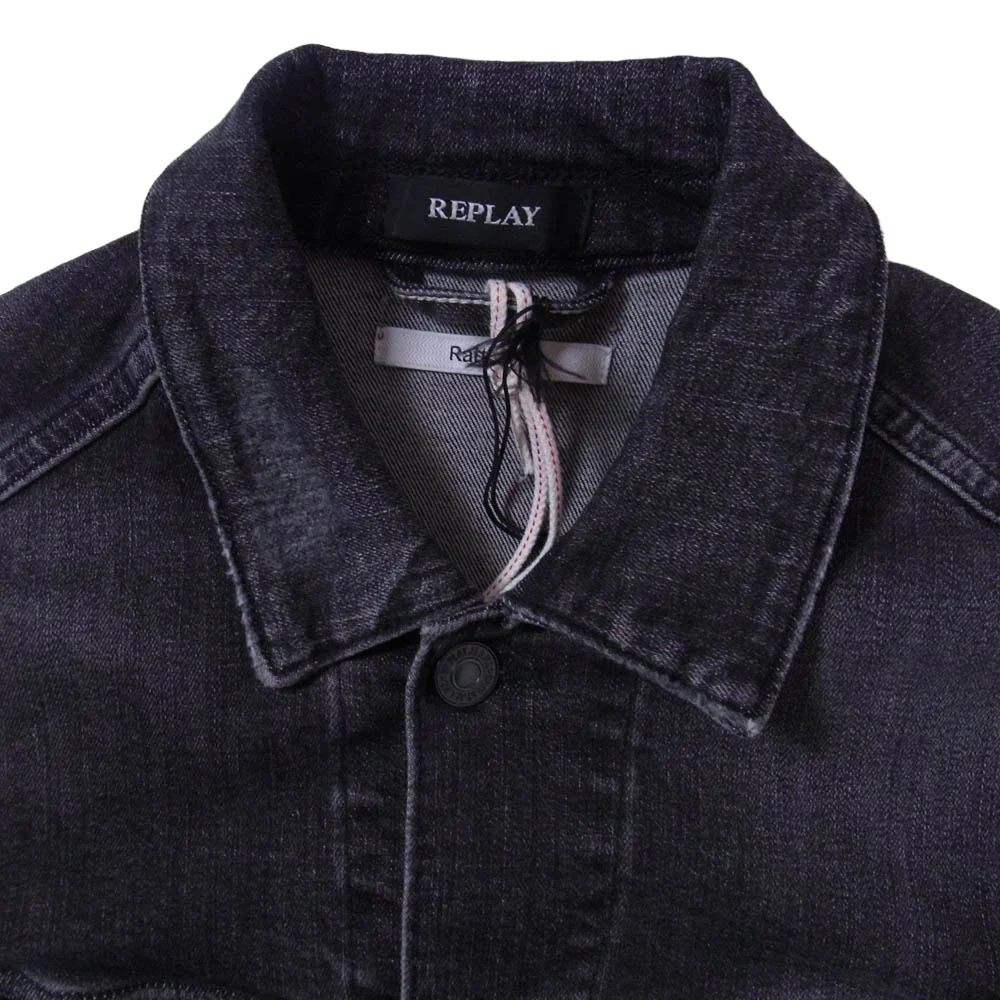 REPLAY リプレイ MV842D コットン ストレッチ デニム ジャケット ブラック系 M【極上美品】【中古】 - Image 3