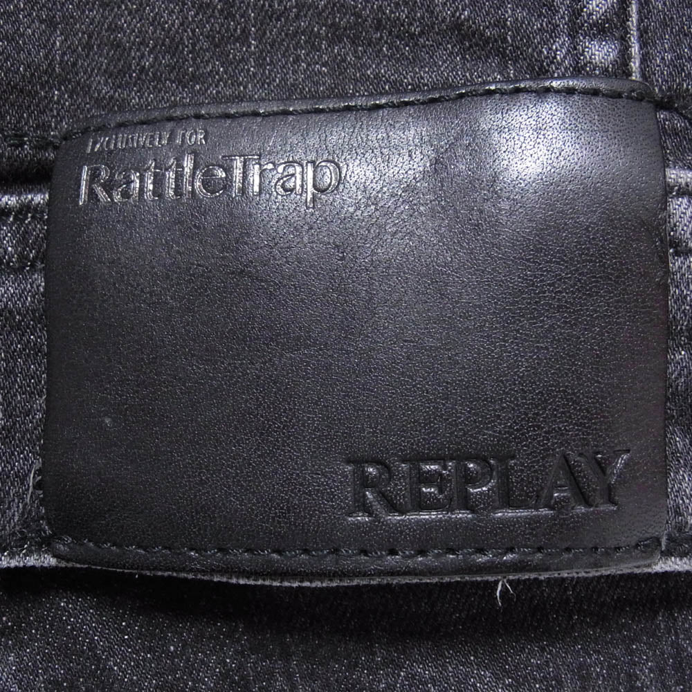 REPLAY リプレイ MV842D コットン ストレッチ デニム ジャケット ブラック系 M【極上美品】【中古】 - Image 5