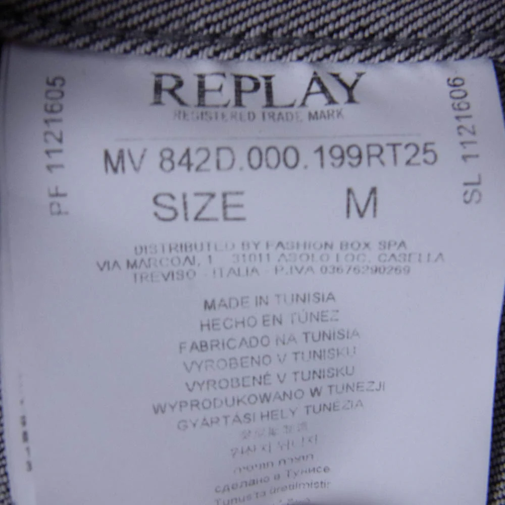 REPLAY リプレイ MV842D コットン ストレッチ デニム ジャケット ブラック系 M【極上美品】【中古】 - Image 6