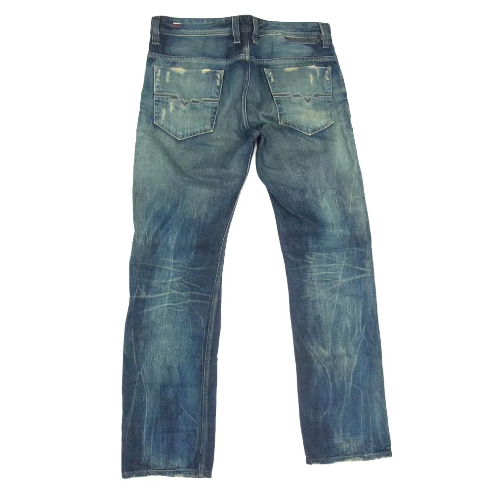 DIESEL ディーゼル SAFADO ダメージ加工 スリム ストレート デニム パンツ W30 インディゴブルー系【中古】 - Image 2