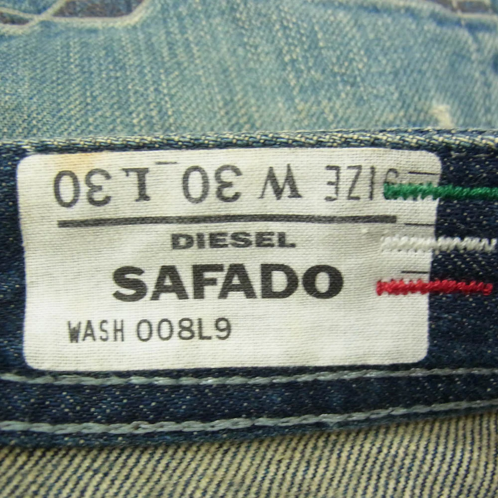 DIESEL ディーゼル SAFADO ダメージ加工 スリム ストレート デニム パンツ W30 インディゴブルー系【中古】 - Image 4