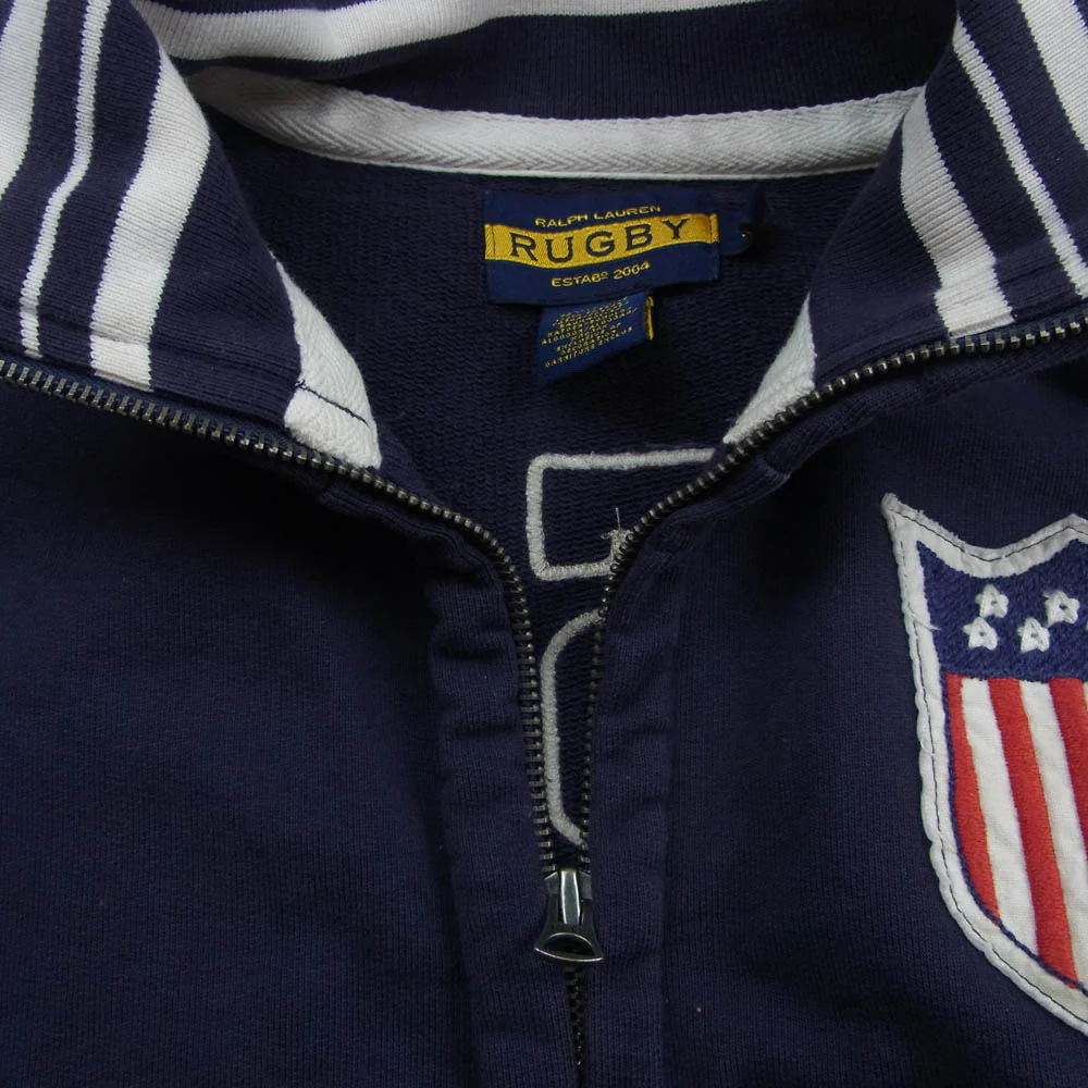 RALPH LAUREN ラルフローレン RUGBY 星条旗ワッペン付 スウェット トラックジャケット パープル系 M【中古】 - Image 3