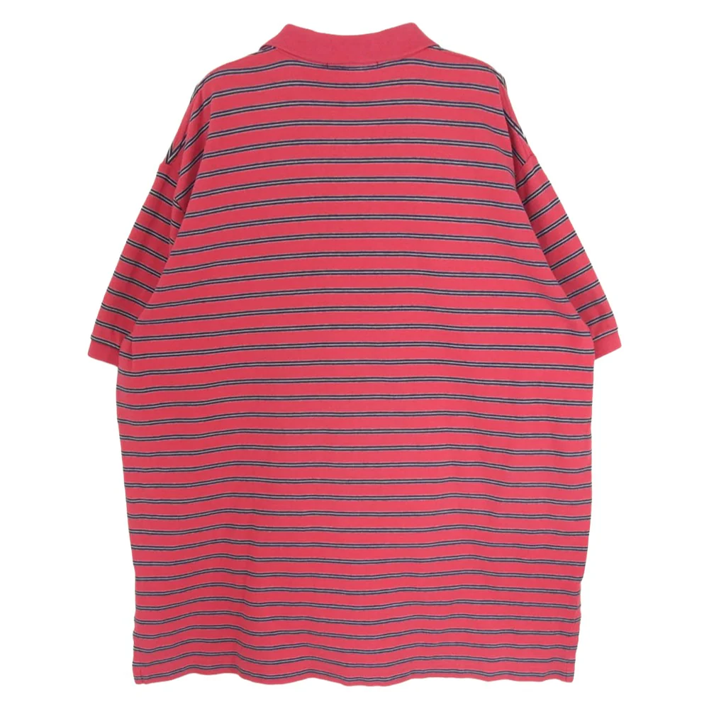 POLO RALPH LAUREN ポロ・ラルフローレン ロゴ刺繍 オーバーサイズ ボーダー 半袖 ポロシャツ レッド系 XL【中古】 - Image 2