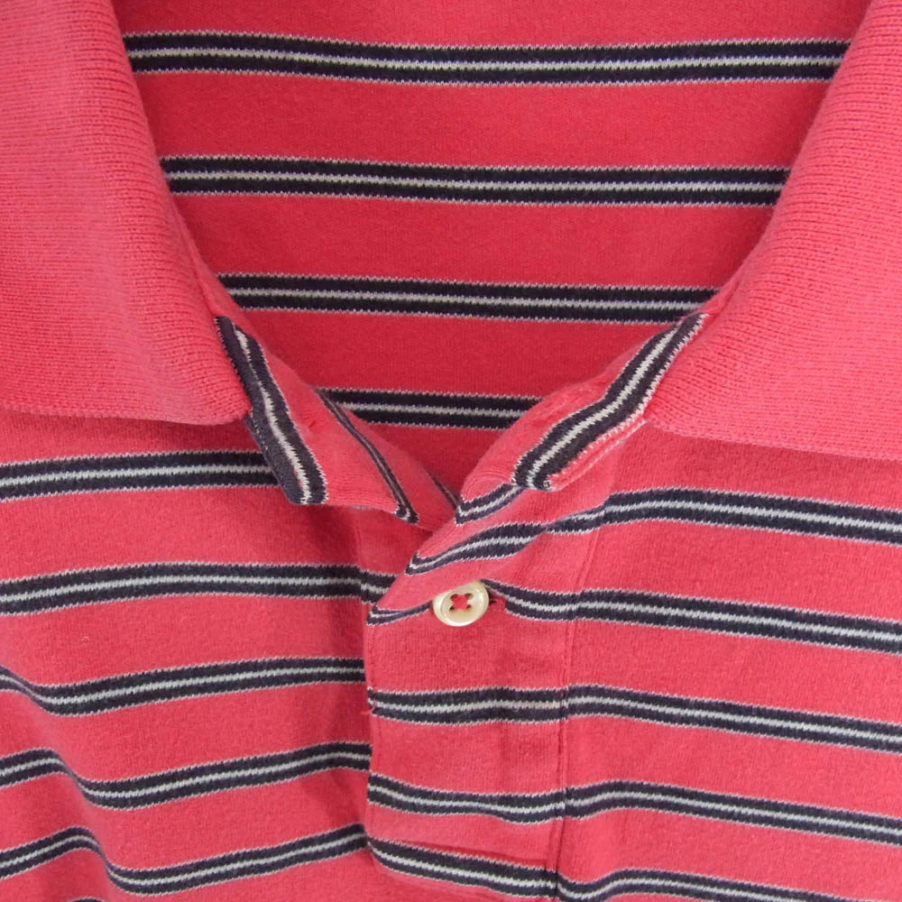 POLO RALPH LAUREN ポロ・ラルフローレン ロゴ刺繍 オーバーサイズ ボーダー 半袖 ポロシャツ レッド系 XL【中古】 - Image 3