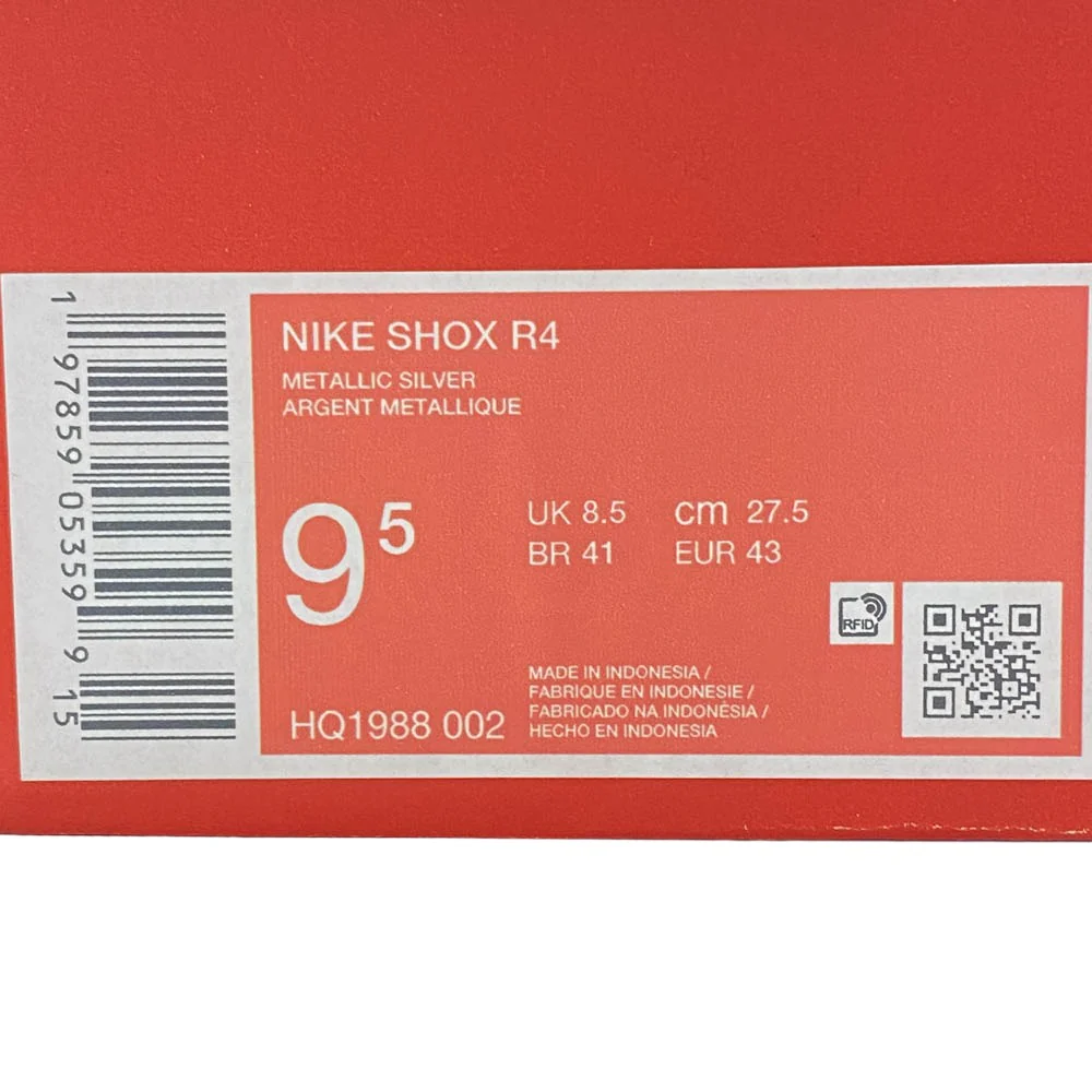 NIKE ナイキ HQ1988-002 Shox R4 Metallic Silver Red ショックス R4 ローカットスニーカー シルバー系 ブラック系 27.5cm【中古】 - Image 7