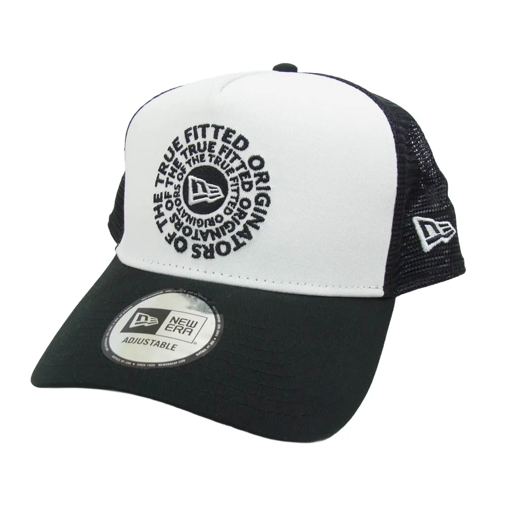 NEW ERA ニューエラ N2509 サークルロゴ刺繍 メッシュ トラッカー キャップ ブラック系【極上美品】【中古】