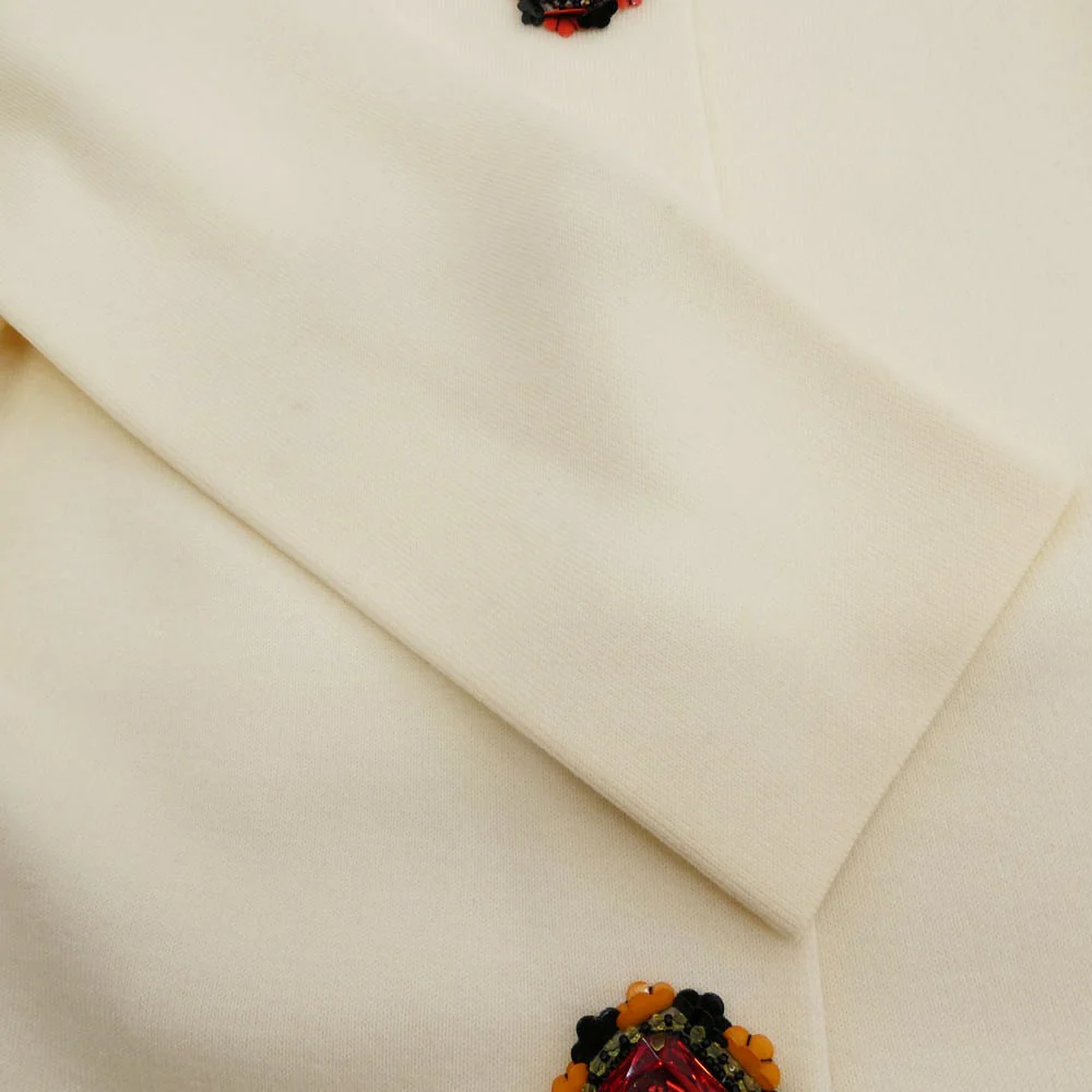ESCADA エスカーダ ビジューボタン ウール ニット ワンピース ホワイト系 M【中古】 - Image 4