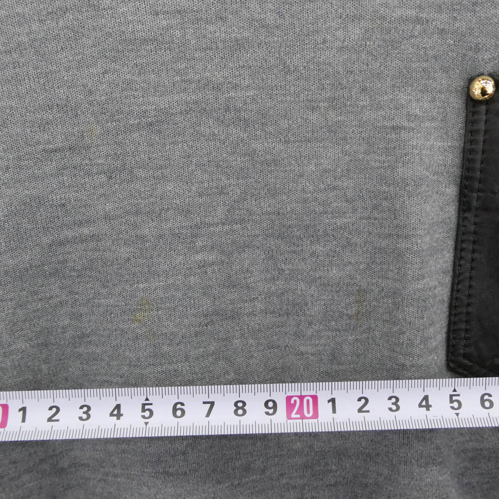 LOUIS VUITTON ルイ・ヴィトン レザーポケット カシミヤ シルク混 半袖 ニット Tシャツ カットソー グレー系 L【中古】 - Image 5