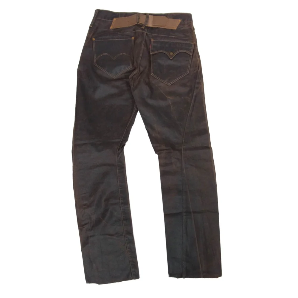 Levi's RED リーバイスレッド 立体裁断 レザーシンチバック コーティング デニムパンツ 黒茶系 W30程度【中古】 - Image 2
