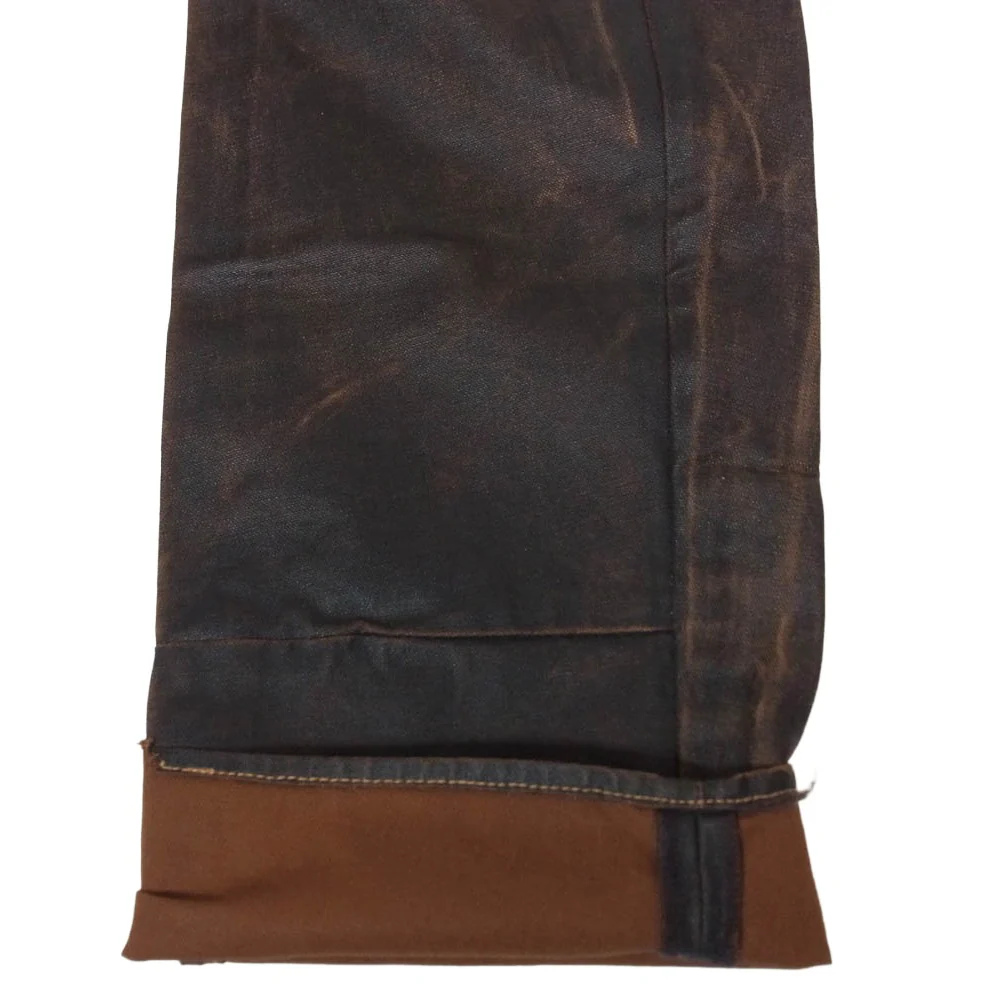 Levi's RED リーバイスレッド 立体裁断 レザーシンチバック コーティング デニムパンツ 黒茶系 W30程度【中古】 - Image 5