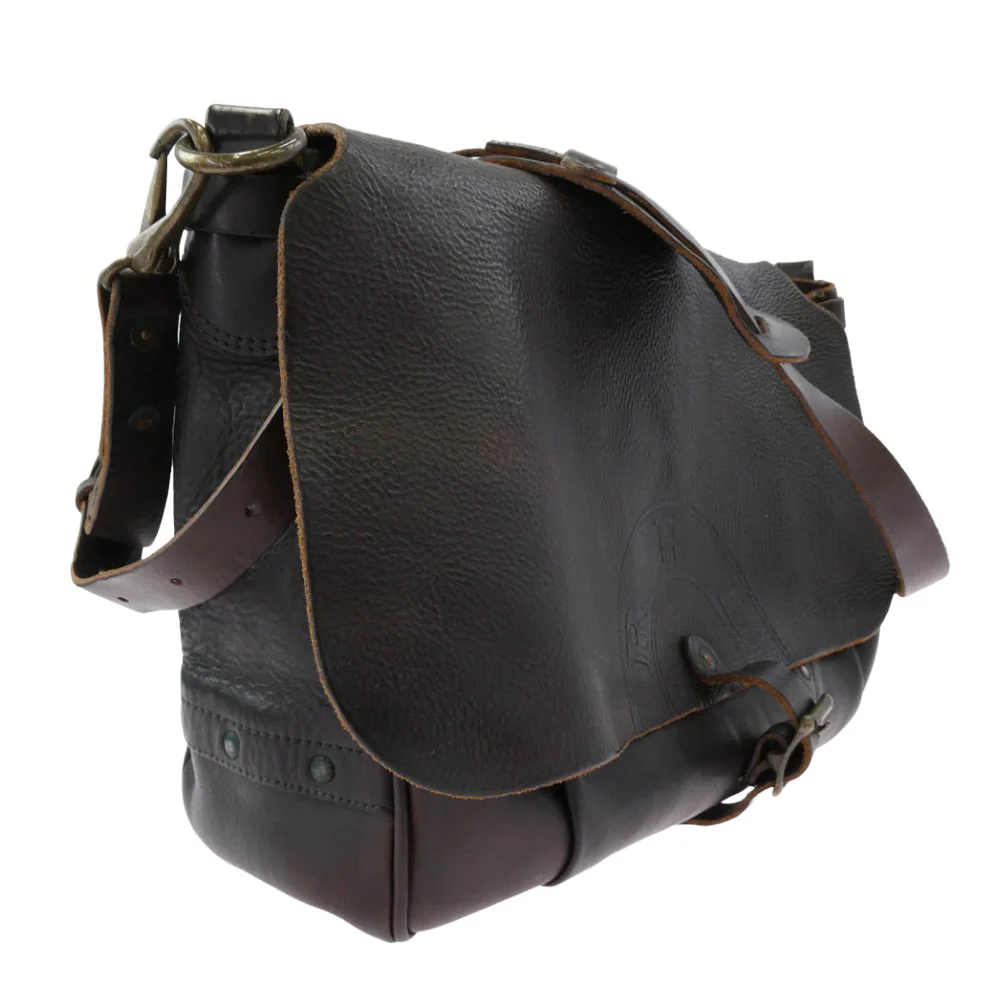 RRL ダブルアールエル Tumbled Leather Messenger Bag イタリア製 ヴィンテージ加工 オールレザー メッセンジャー バッグ ダークブラウン系【中古】 - Image 3