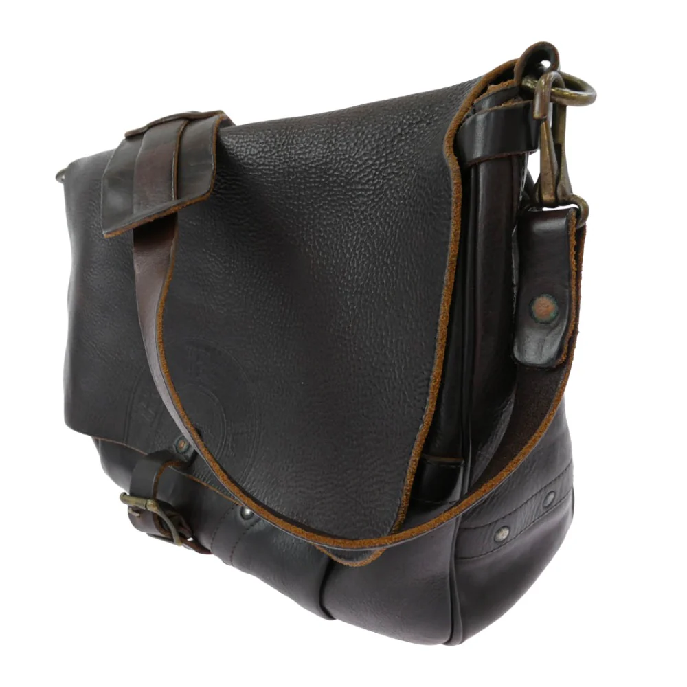 RRL ダブルアールエル Tumbled Leather Messenger Bag イタリア製 ヴィンテージ加工 オールレザー メッセンジャー バッグ ダークブラウン系【中古】 - Image 4